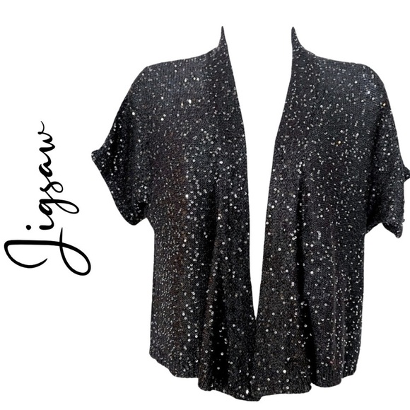 Jigsaw Brand Short Sequin Open Cardigan - Picture 1 of 9